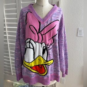 Disney Daisy Duck Women's Pink and Purple Sweater